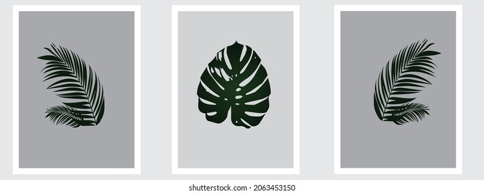 Botanical vector design. Foliage line art drawing. Abstract art design for print, cover, wallpaper, website, social media, minimal and natural wall.