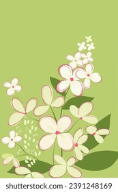 Botanical vector design for print,  poster, card, cover, Minimal and natural wall art. Hydrangea flowers, bouquets in flowerpots. Pastel tone, green and pink color. Decoration, textured pattern.