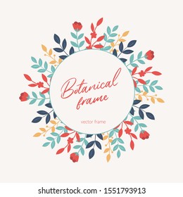 Botanical vector frame. Floral background