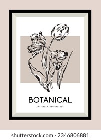 Botanical vector illustration. Art for for postcards, wall art, banner, background, branding