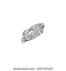 Botanical vector illustration, hand-drawn: a black and white freeze-dried goji berry. The icon on a white background is ideal for the theme of dietary nutrition and health care.