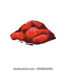 Ilustración vectorial botánica, dibujada a mano: polvo rojo de bayas de goji trituradas. El icono sobre un fondo blanco es ideal para el tema de la comida saludable y el cuidado de la salud.