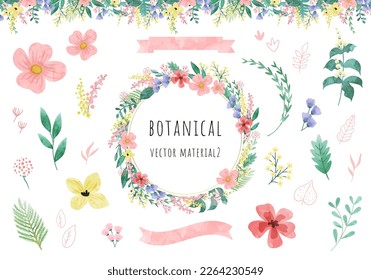 Botanical vector illustration material set.