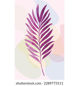 Ilustración vectorial botánica. Minimalismo. La composición abstracta con hojas de palma en acuarela es ideal para una galería de arte, un afiche de arte mural moderno, un diseño interior mínimo