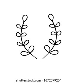 Botanical vector illustration of single herbal element. Ink drawing in Doodle style. Isolated object on a white background. Decorative element for spring and summer design, wedding, vignettes.