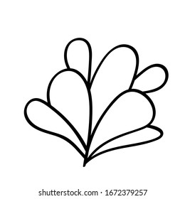 Botanical vector illustration of single herbal element. Ink drawing in Doodle style. Isolated object on a white background. Decorative element for spring and summer design, wedding, vignettes.