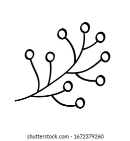 Botanical vector illustration of single herbal element. Ink drawing in Doodle style. Isolated object on a white background. Decorative element for spring and summer design, wedding, vignettes.