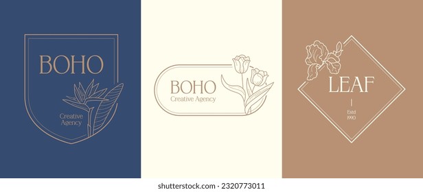Colección de diseño del logotipo del vector botánico