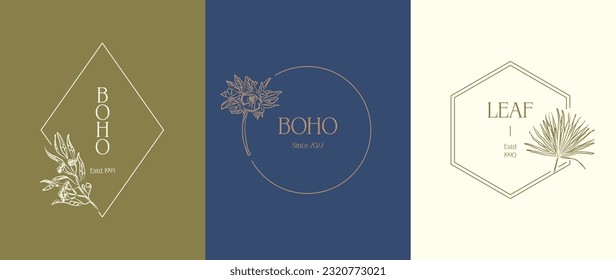 Botanical vector logo design collection