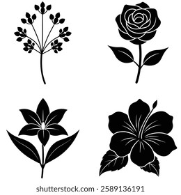 Botanical Vector Pack: Stunning Tuberose, Gardenia, Rose, Hibiscus, and Orange Jasmine vector Illustrations for Prints and Creative Projects