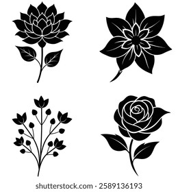 Botanical Vector Pack: Stunning Tuberose, Gardenia, Rose, Hibiscus, and Orange Jasmine vector Illustrations for Prints and Creative Projects