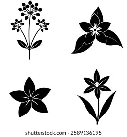 Botanical Vector Pack: Stunning Tuberose, Gardenia, Rose, Hibiscus, and Orange Jasmine vector Illustrations for Prints and Creative Projects