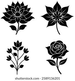 Botanical Vector Pack: Stunning Tuberose, Gardenia, Rose, Hibiscus, and Orange Jasmine vector Illustrations for Prints and Creative Projects