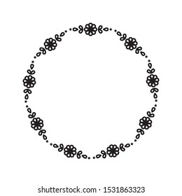 Botanical vector round frame. Floral wreath isolated on white background.