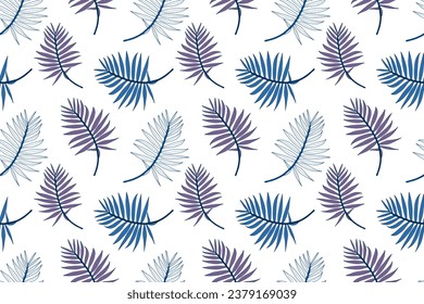 Botanical vector seamless pattern with colorful palm tree branches on a white background. Pattern for textiles, wrapping paper, wallpaper, covers, backgrounds.