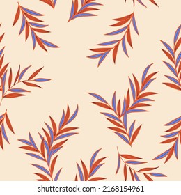 Botanisches Vektornahtloses Muster. Blumenelemente, Äste und Blätter elegante Illustration. Dschungelgras-Modedruck für Gewebe