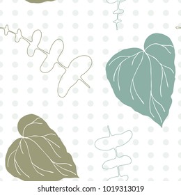 Botanical vector seamless pattern with hand drawn  tropical  leaves  and geometric background.
