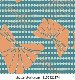 Botanical vector seamless pattern with hand drawn  tropical  leaves  and geometric background.
