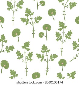 Botanical vector seamless pattern with plants and flowers