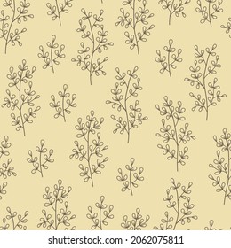 Botanical vector seamless pattern with plants and flowers