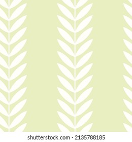 Botanical vector seamless pattern. Simple scandinavian floral design. Vertical stripes with leaves, nature inspired pastel toned print for fabric, wallpaper, wrapping paper and stationery
