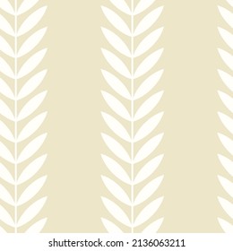 Botanical vector seamless pattern. Simple scandinavian floral design. Vertical stripes with leaves, nature inspired pastel toned print for fabric, wallpaper, wrapping paper and stationery