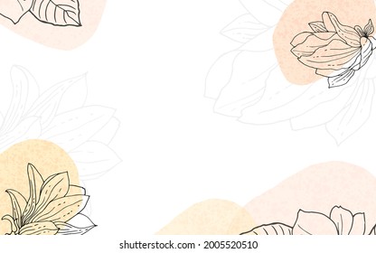 Arte de pared vectorial botánico. Ilustración minimalista de flores pintadas. Un sencillo esquema pastel para la decoración de las paredes, postales o cubiertas de folletos. Ilustración vectorial aislada en fondo blanco.