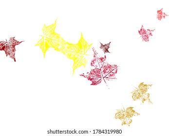 botanical vertical border. Vector illustration of Red, orange, yellow ivy hand-drawn.