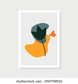 Botanical wall art. Abstract Plant Art design for print, cover, wallpaper, Minimal and natural wall art. Vector illustration.