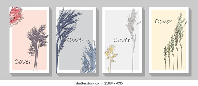 Botanical wall art abstract vector set. Botanical wall art abstract vector. Foliage line drawing.