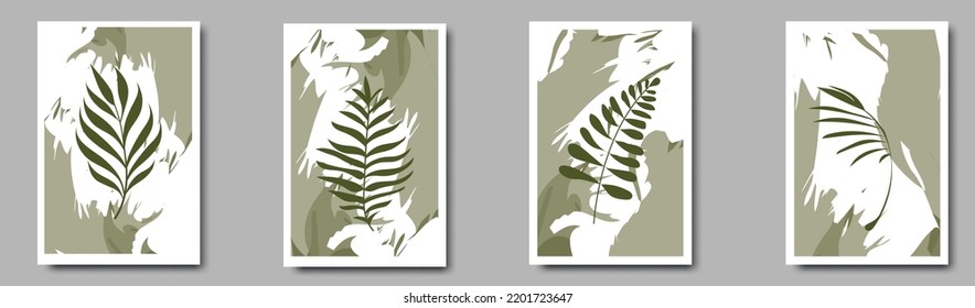 Botanical wall art abstract vector. Minimal mid century wall art print for bedroom decor.