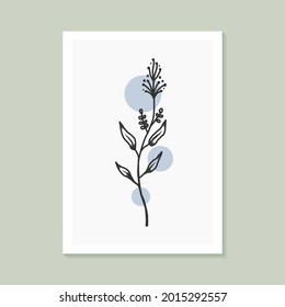 Botanical wall art design with abstract shape elegant