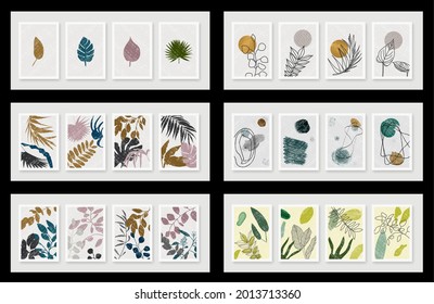 Botanical wall art. Minimal and natural wall art. Design for packaging background, print, packaging, health care, invitation, cards, natural cosmetics. Vector illustration.