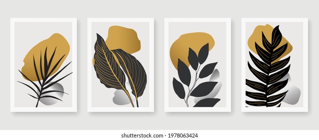 Botanical wall art vector collection. Minimal wall art. Art design for poster, cover, wallpaper, print, Minimal and natural wall art. Vector illustration.