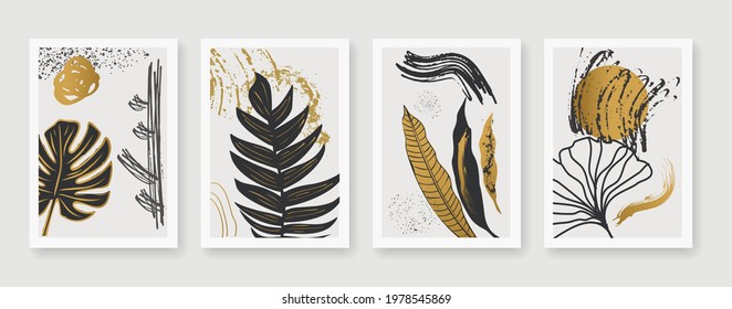 Botanical wall art vector collection. Minimal wall art. Art design for poster, cover, wallpaper, print, Minimal and natural wall art. Vector illustration.