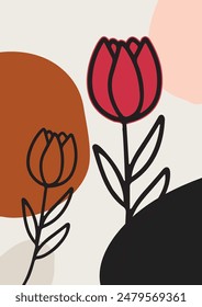Botanical wall art Vector Design for wall frame. Abstract Plant Art design for print, cover, wallpaper, Minimal and natural wall art. Vector illustration eps 10.