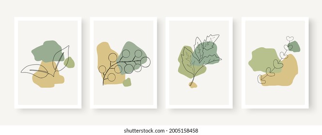 Botanische Wandkunst-Vektorgrafik. Zeichnung der Töne des Erdtönes