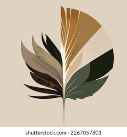 
Botanical wall art vector. Earth tone boho foliage line art drawing with abstract shape. Abstract Plant Art design for print, cover, wallpaper, Minimal and natural wall art, canvas