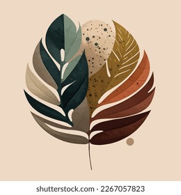 
Botanical wall art vector. Earth tone boho foliage line art drawing with abstract shape. Abstract Plant Art design for print, cover, wallpaper, Minimal and natural wall art, canvas