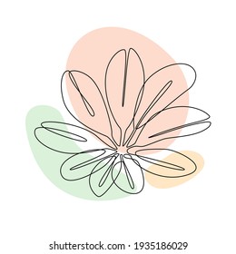 Botanical wall art vector with Exotic Flower. Continuous one line drawing. Abstract botany poster with blossom. Minimalistic and natural wall art. Vector illustration