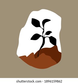 Botanische Wandkunst, Vektorgrafik. Kunstzeichnung der Blattlinie mit abstrakter Form. Abstraktes Pflanzendesign für Druck, Deckel, Tapeten, Minimale und natürliche Wandkunst. Vektorgrafik. Wendelvektor
