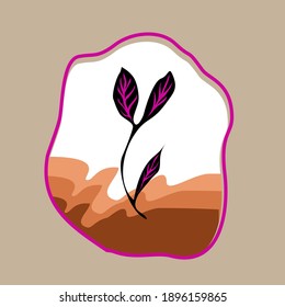 Vector de arte mural botánico. Dibujo artístico de línea de follaje con forma abstracta. Resumen Diseño de arte vegetal para impresión, cubierta, papel pintado, arte de pared mínimo y natural. Ilustración vectorial. vector visible