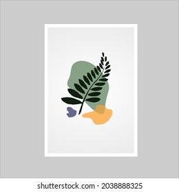 Botanical wall art vector . Foliage line art drawing with abstract shape. Abstract Plant Art design for print, cover, wallpaper, Minimal and natural wall art. Vector illustration