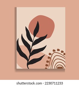 Botanical wall art vector . Foliage line art drawing with abstract shape. Abstract Plant Art design for print, cover, wallpaper, Minimal and natural wall art. Vector illustration.