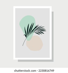 Botanical wall art vector. Foliage line art drawing with abstract shape. Abstract Plant Art design for print, cover, wallpaper, Minimal and natural wall art. Vector illustration.