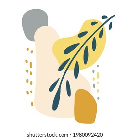 Botanical wall art vector illustration. Abstract geometrical print. Minimal poster with branch. Scandinavian style. Abstract Plant Art design For wall art decoration, postcard, cover design, prints.