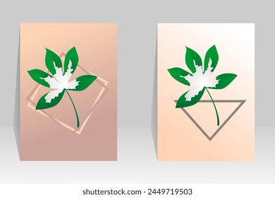 Botanical wall art vector. Art image of leaves with abstract shapes. Abstract Plant Art for prints, covers, wallpaper