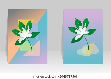 Botanical wall art vector. Art image of leaves with abstract shapes. Abstract Plant Art for prints, covers, wallpaper