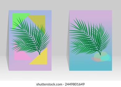 Botanical wall art vector. Art image of leaves with abstract shapes. Abstract Plant Art for prints, covers, wallpaper