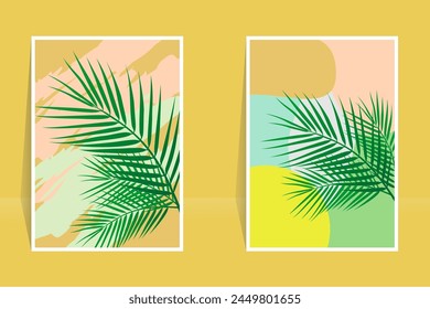 Vector de arte de la pared botánica. Imagen artística de hojas con Formas abstractas. Abstractas Plant Art para estampados, cubiertas, Fondo de pantalla
